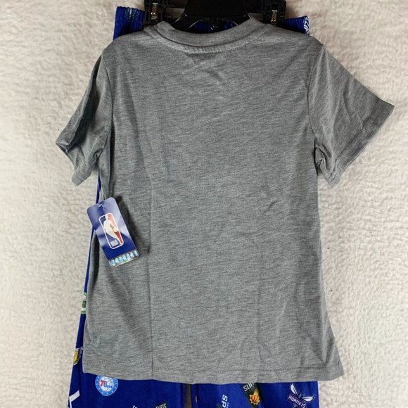 NBA Basketball‎ Ultra Game Pajama Set Boys 7 Heather Gray Blue Sleepwear S7896 - Picture 5 of 9